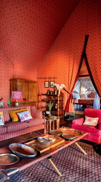 Bedroom sitting area at Jacks Camp, Botswana