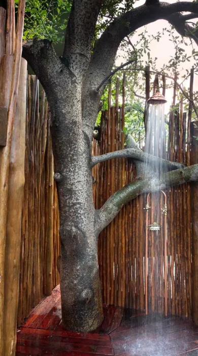 Outdoor shower at Jacks Camp, Botswana