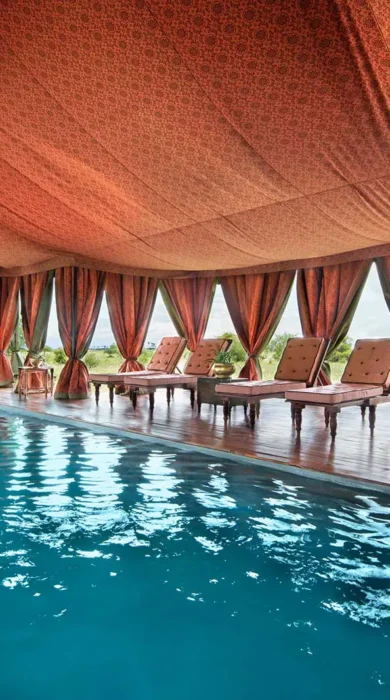 Pool pavilion at Jacks Camp, Botswana