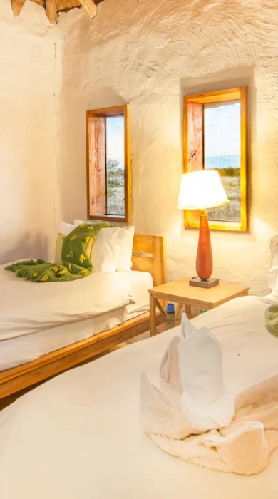 nxai pan twin room details botswana yellow zebra safaris