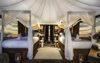 TENTED SUITE two beds view through windows