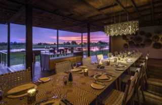 Dining, Wilderness Qorokwe, Okavango Delta, Botswana.