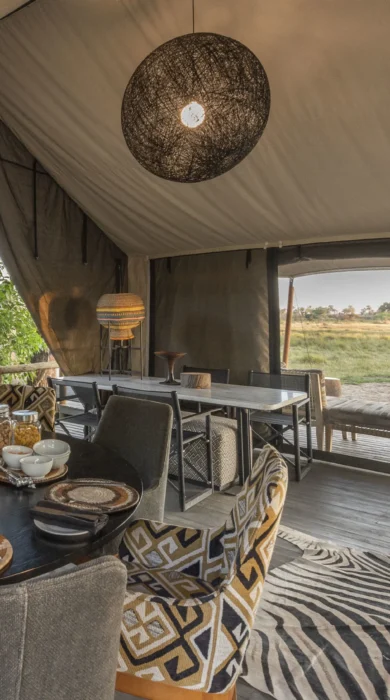 Gomoti private breakfast botswana yellow zebra safaris
