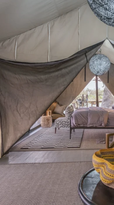 Gomoti private bedroom view botswana yellow zebra safaris
