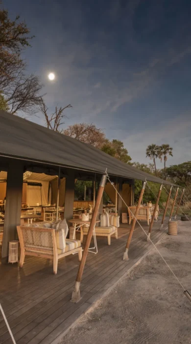 Gomoti private outside night botswana yellow zebra safaris