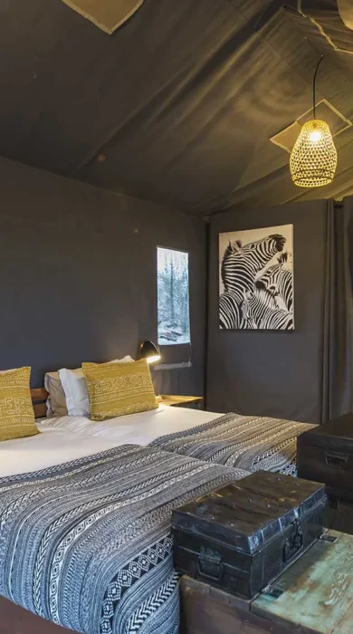 Guest bedroom at Linyanti Tented Camp