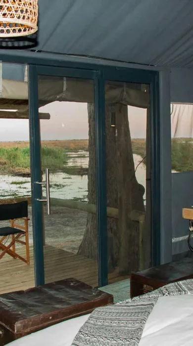 Guest tent at Linyanti Tented Camp, Botswana