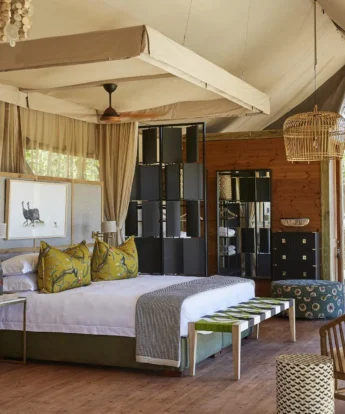 bedroom, tuludi camp, khwai private reserve, botswana