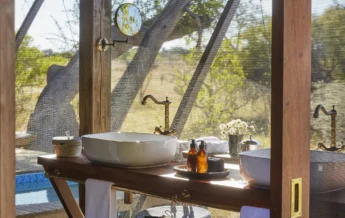 bathroom, tuludi camp, khwai private reserve, botswana