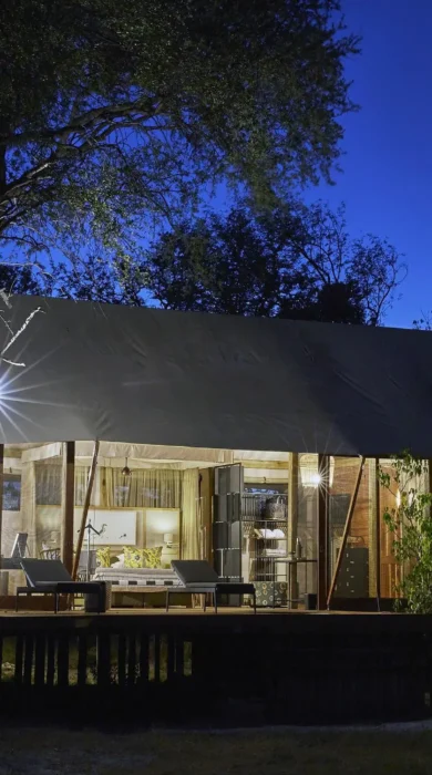 night view, tuludi camp, khwai private reserve, botswana