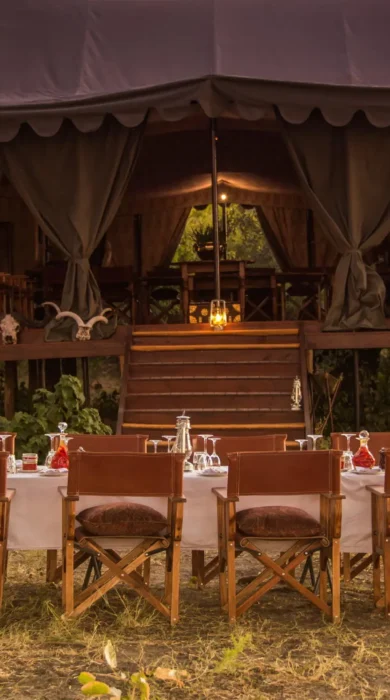exterior dining, dukes camp, okavango delta, botswana