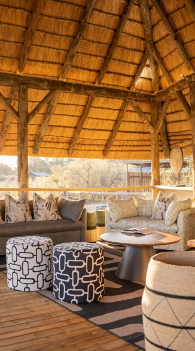 lounge with sofa's 4 rivers, okavango delta, botswana