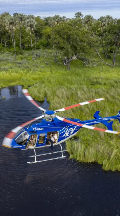 Helicopter, Duke's East Camp, Okavango Delta, Botswana