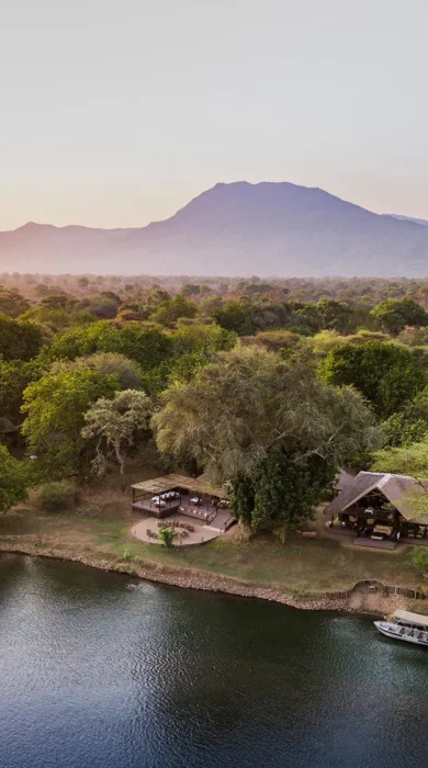 Chiawa Camp camp at sunset, Lower Zambezi, Zambia