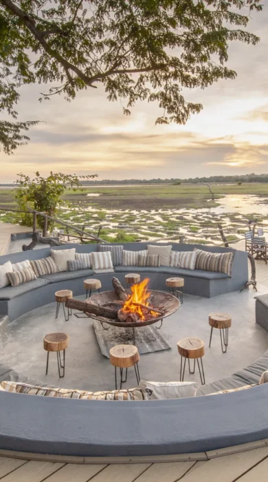 kafunta river lodge fireplace yellow zebra safaris