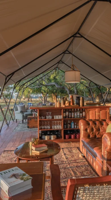 main area, luwi bush camp, south luangwa national park, zambia