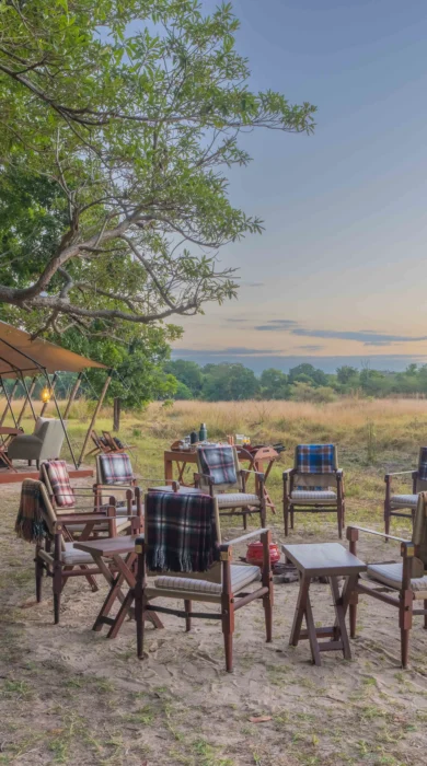 camp area, luwi bush camp, south luangwa national park, zambia