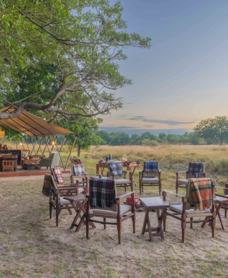 camp area, luwi bush camp, south luangwa national park, zambia