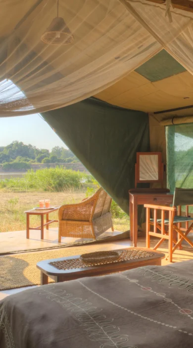 Luxury tent interior & view (1)