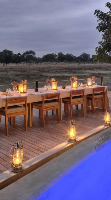 lion camp night dining zambia yellow zebra safaris