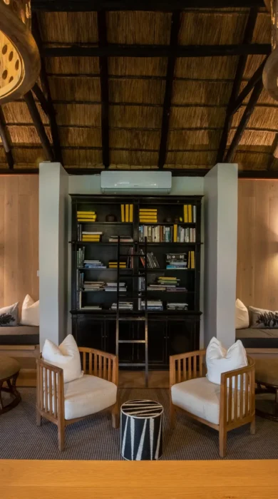 Library, Mfuwe Lodge, South Luangwe NP, Zambia