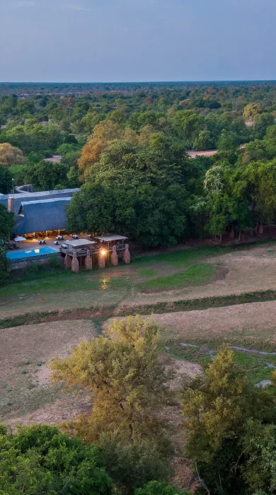 Aerial, Mfuwe Lodge, South Luangwe NP, Zambia
