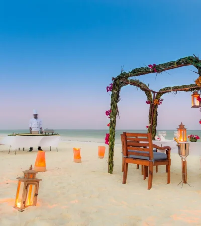 kisiwa beach dinner tanzania yellow zebra safaris