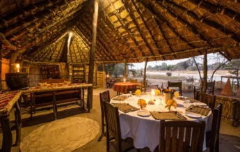 Mwaleshi Camp dining area zambia yellow zebra safaris