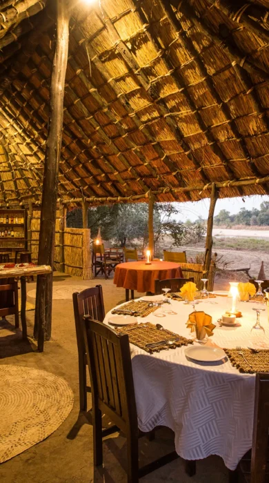 Mwaleshi Camp dining area zambia yellow zebra safaris