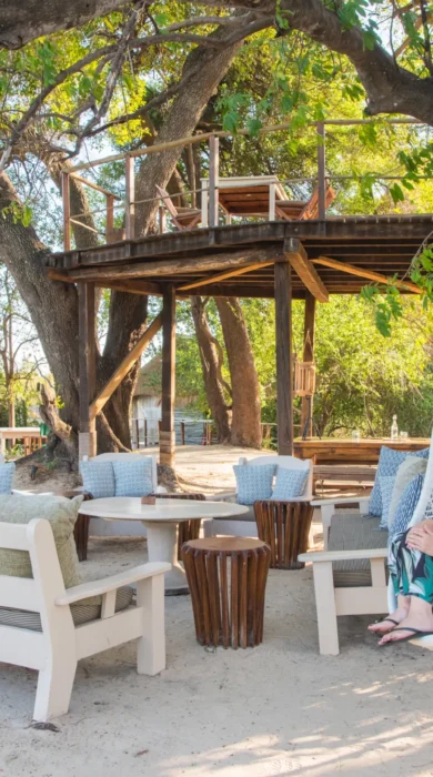 lounge area, sindabezi island, victoria falls, zambia