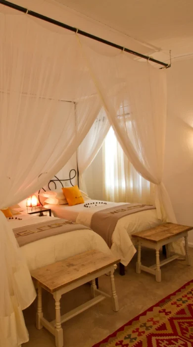 twin bedroom river farmhouse zambia yellow zebra safaris