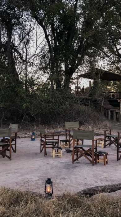 ntemwa busanga camp camp fire zambia yellow zebra safaris