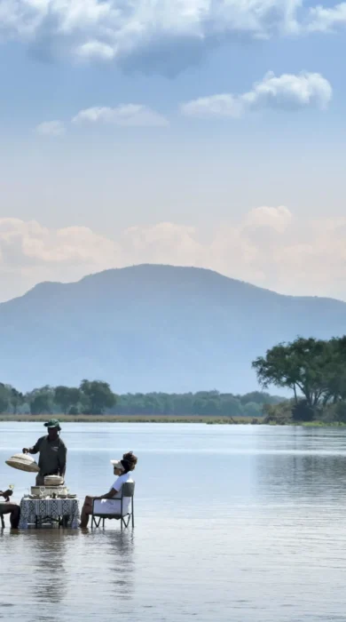 river dining, lolebezi, lower zambezi national park, zambia