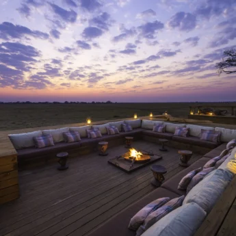 campfire at sunset, kafue national park safaris