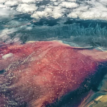 Aerial view of Lake Natron, Tanzania, Africa