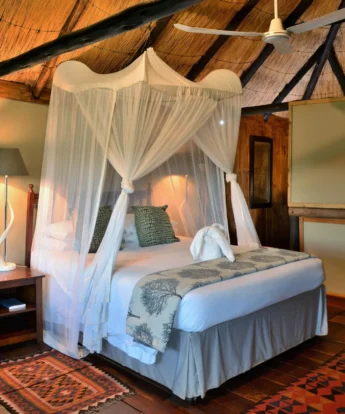 double bed, ivory safari lodge, hwange national park. zimbabwe