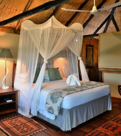 double bed, ivory safari lodge, hwange national park. zimbabwe