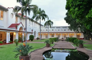 pond entrance, victoria falls hotel, zimbabwe