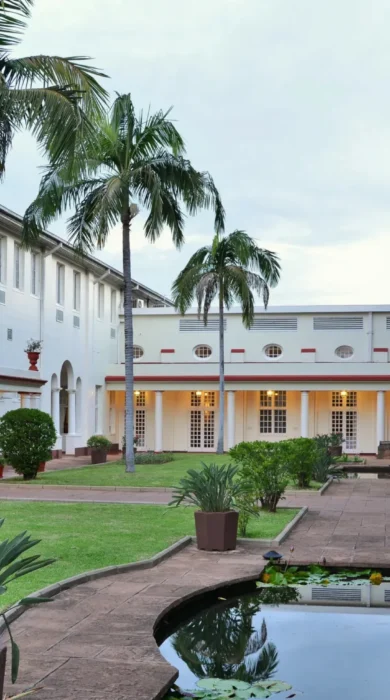 pond entrance, victoria falls hotel, zimbabwe