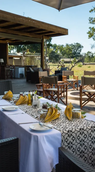 outside dining, wilderness davisons, hwange national park, zimbabwe