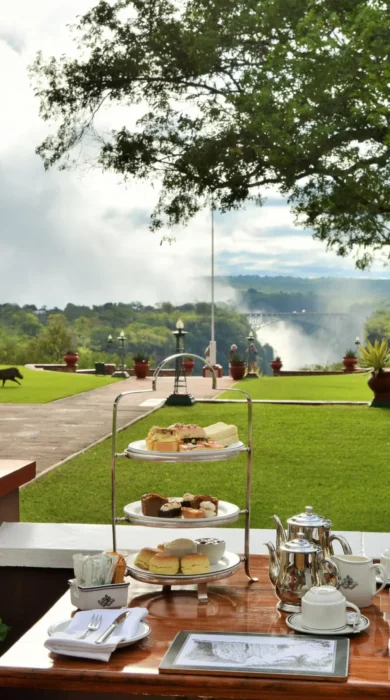 afternoon tea, victoria falls hotel, zimbabwe