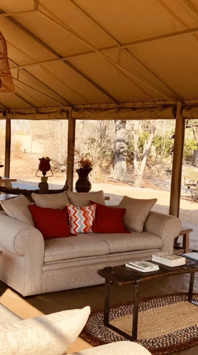 ingwe pan camp main area yellow zebra safaris