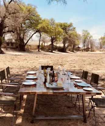 ingwe pan camp dining yellow zebra safaris