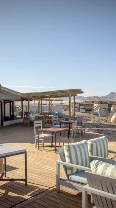 Deck area, Kulala Desert Lodge, Namibia, Africa