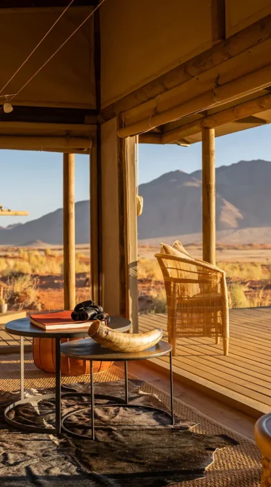 private lounge area, wolwedans dune camp, sossusvlei, namibia