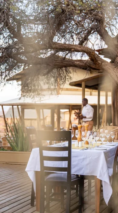 dining area, wolwedans dune camp, sossusvlei, namibia
