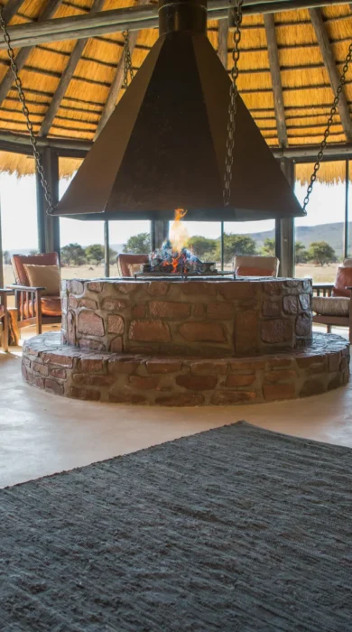 bush camp lapa fireplace