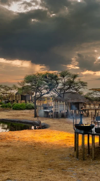 View of guest rooms, Onguma Camp Kala, Namibia
