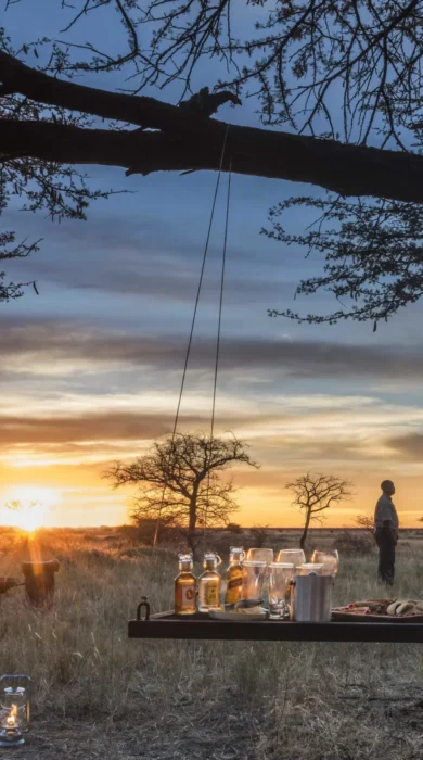 Safari sundowner, Onguma Camp Kala, Namibia