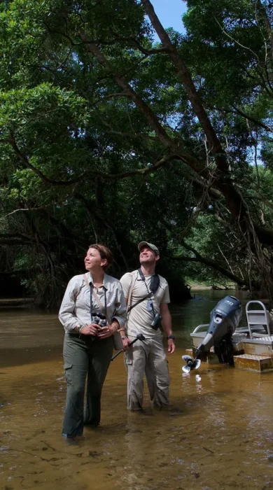 boating in odzala kokoua national park, republic of the congo safaris
